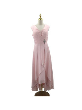 FORMAL 8 M pink embellished party mother of bride madrina hi low dress NEW 0B10